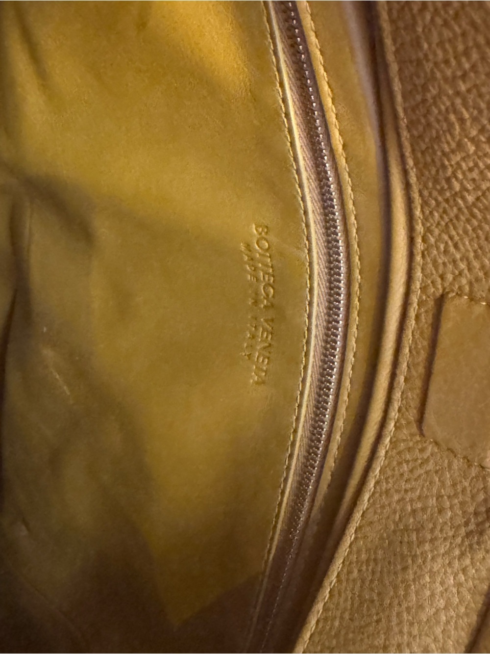 Bottega Veneta Ochre Leather Shoulder Bag with Gold Chain - Picture 4 of 6
